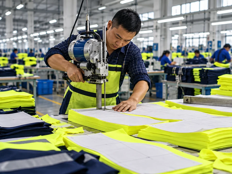 Fabric cutting for workwear production
