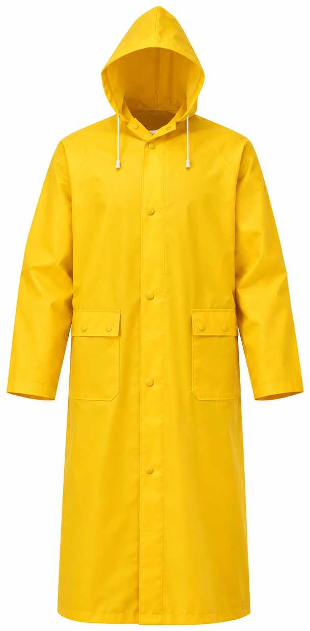 Durable PVC Polyester Long Raincoat